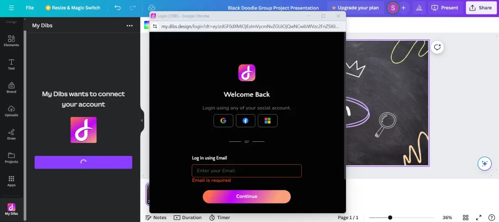 Connect My Dibs to Your Canva Account