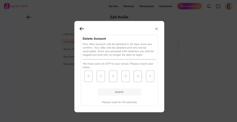 dibs Deactivating Your Account step 8